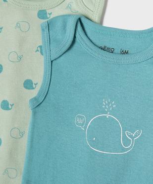 Body sans manches motifs baleines bébé garçon (lot de 3) vue2 - GEMO 4G BEBE - GEMO