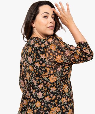 Robe femme longue à motifs fleuris et manches amples vue2 - GEMO (G TAILLE) - GEMO