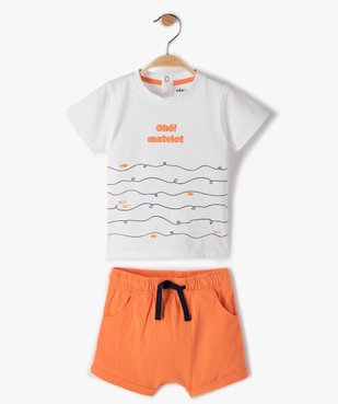 Ensemble bébé garçon tee-shirt + short en jersey (2 pièces) vue1 - GEMO(BEBE DEBT) - GEMO