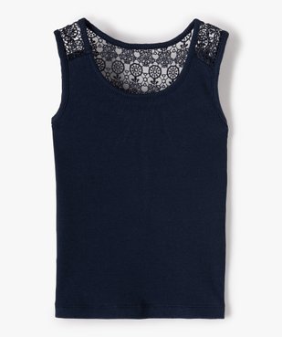 Débardeur fille côtelé avec dos en dentelle brodée vue1 - GEMO (ENFANT) - GEMO