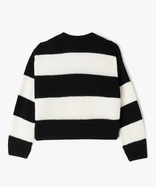 Pull court en grosse maille rayée fille vue3 - GEMO (JUNIOR) - GEMO