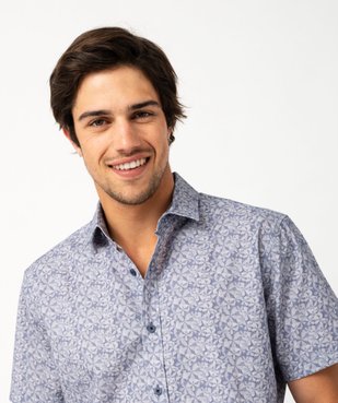 Chemise manches courtes coupe droite en coton imprimé fleurs homme vue2 - GEMO (HOMME) - GEMO