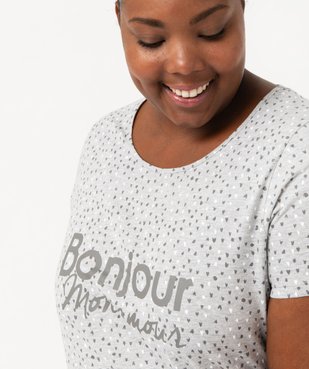 Chemise de nuit à manches courtes avec motifs femme grande taille vue5 - GEMO 4G FEMME - GEMO