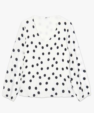 Blouse femme en voile plissé à motifs à manches longues vue4 - GEMO(FEMME PAP) - GEMO