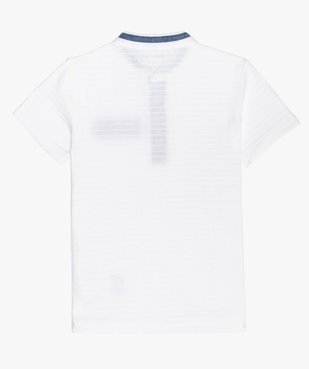 Tee-shirt garçon à col mao en maille texturée effet rayé vue5 - GEMO (ENFANT) - GEMO