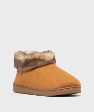 Chaussons boots en suédine avec col fourré femme - Isotoner vue2 - ISOTONER - GEMO