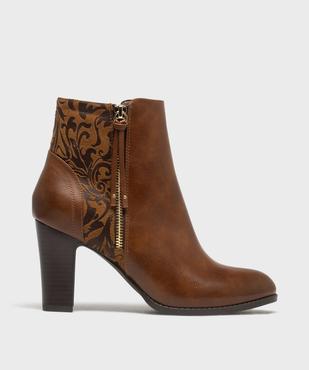 Bottines à talon avec zip décoratif femme - Emilia Rosa vue1 - EMILIA ROSA - GEMO