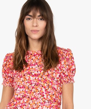 Tee-shirt femme imprimé à manches froncées vue2 - GEMO(FEMME PAP) - GEMO