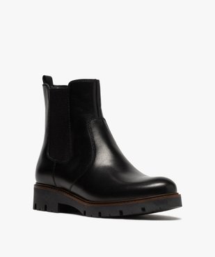 Boots fille style chelsea dessus cuir à semelle crantée vue2 - GEMO (ENFANT) - GEMO