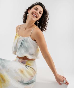 Top à fines bretelles court et blousant femme vue1 - GEMO 4G FEMME - GEMO