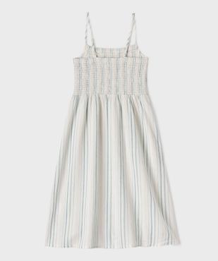 Robe midi rayée à fines bretelles et buste smocké fille vue3 - GEMO 4G FILLE - GEMO