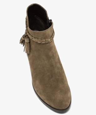 Boots femme unies à talon dessus cuir et bride fantaisie vue6 - GEMO(URBAIN) - GEMO