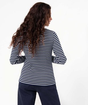 Tee-shirt femme rayé à manches longues - LuluCastagnette vue3 - LULUCASTAGNETTE - GEMO