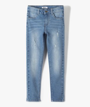 Jean fille stretch coupe Slim avec marques d'usure vue1 - GEMO C4G FILLE - GEMO