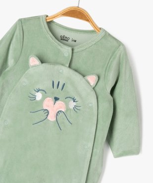 Pyjama en velours ouverture devant à motif chat bébé fille vue3 - GEMO 4G BEBE - GEMO