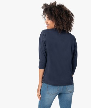 Tee-shirt femme à manches ¾ avec message vue3 - GEMO(FEMME PAP) - GEMO