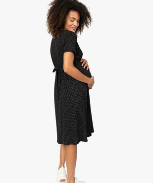 Robe de grossesse imprimée avec col cache cœur vue3 - GEMO (MATER) - GEMO