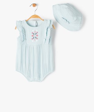 Ensemble bébé fille 2 pièces - Barboteuse et chapeau vue1 - GEMO(BB COUCHE) - GEMO