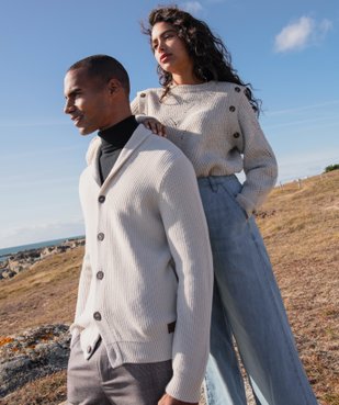 Gilet homme avec grand col en maille côtelée vue6 - GEMO (HOMME) - GEMO