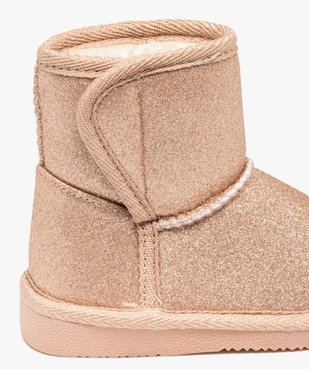 Boots fourrées bébé fille à paillettes et à scratch  vue6 - GEMO(BEBE DEBT) - GEMO