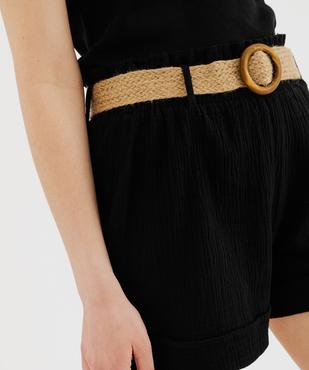 Short ample en gaze de coton avec ceinture tressée femme vue2 - GEMO(FEMME PAP) - GEMO