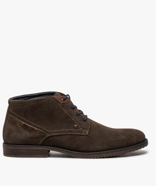 Boots homme unis à lacets dessus en cuir velours vue1 - Nikesneakers(URBAIN) - Nikesneakers