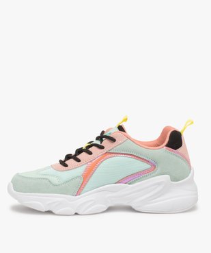 Baskets femme à semelle épaisse look dad shoes - FILA à reflets irisés vue3 - FILA - GEMO