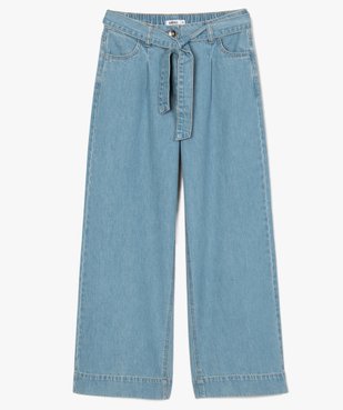 Jean fille coupe large avec ceinture à nouer vue1 - GEMO (JUNIOR) - GEMO