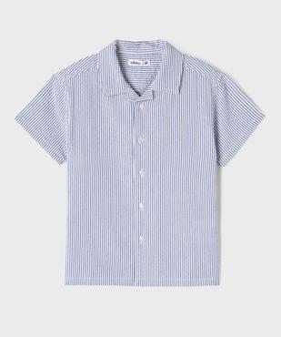 Chemise manches courtes en seersucker rayé garçon vue2 - GEMO (ENFANT) - GEMO