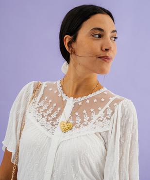 Chemise manches courtes en dentelle extensible femme vue2 - GEMO(FEMME PAP) - GEMO