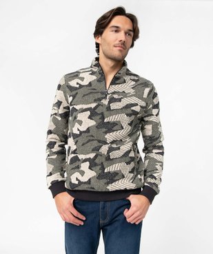 Sweat homme à motif camouflage avec col zippé vue2 - GEMO (HOMME) - GEMO