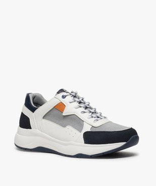 Baskets homme avec jeu de matières vue2 - GEMO (CASUAL) - GEMO