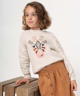 Sweat fille brodé à emmanchures fantaisie vue1 - GEMO (ENFANT) - GEMO