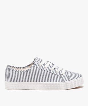Baskets en toile à lacets avec épaisse semelle femme vue2 - FOLLOW ME G4G - GEMO