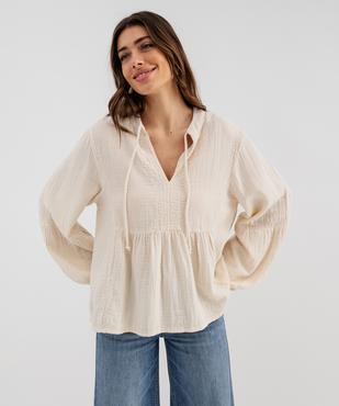 Blouse manches longues en gaze de coton femme vue1 - GEMO(FEMME PAP) - GEMO