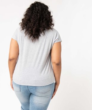 Tee-shirt femme grande taille à manches courtes et micro-motifs argentés vue3 - GEMO (G TAILLE) - GEMO