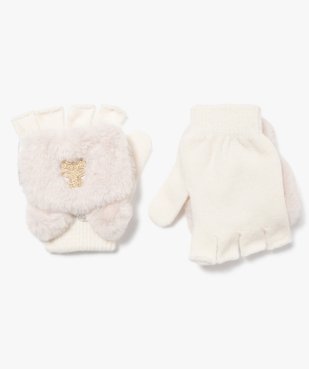Moufles mitaines 2-en-1 en fourrure imitation fille - LuluCastagnette vue1 - LULUCASTAGNETTE - GEMO
