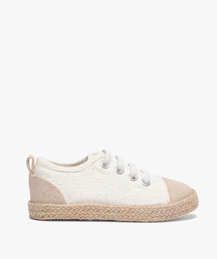 Tennis fille en toile fantaisie avec semelle en corde dessus dentelle anglaise vue1 - GEMO (ENFANT) - GEMO