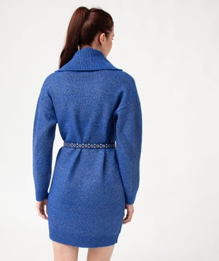 Robe pull pailletée avec grand col roulé femme vue3 - GEMO(FEMME PAP) - GEMO