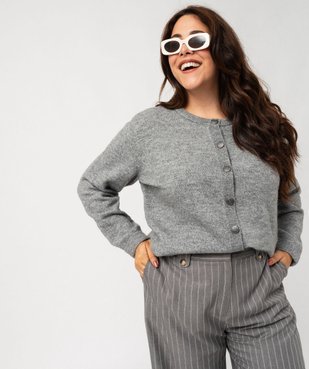 Gilet lainage avec col rond et boutons fantaisie femme grande taille vue1 - GEMO (G TAILLE) - GEMO