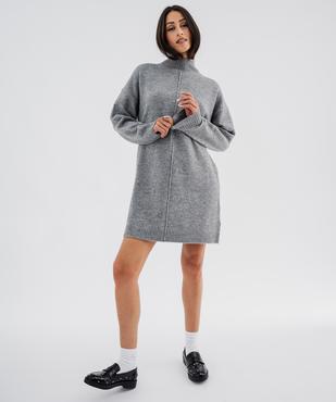 Robe pull avec col montant femme vue1 - GEMO(FEMME PAP) - GEMO