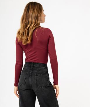 Tee-shirt femme uni avec col roulé et manches longues vue3 - GEMO 4G FEMME - GEMO