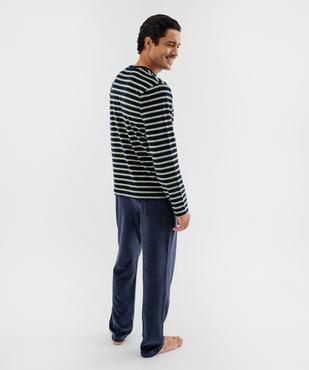 Pyjama en velours avec haut rayé homme vue3 - GEMO 4G HOMME - GEMO