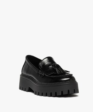 Mocassins femme unis à semelle compensée et crantée vue2 - GEMO (CASUAL) - GEMO