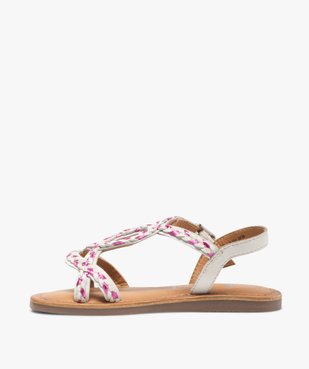 Sandales fille en cuir à brides tressées bicolores vue3 - GEMO (ENFANT) - GEMO