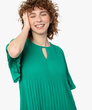 Robe femme en voile plissé à manches courtes vue2 - GEMO(FEMME PAP) - GEMO