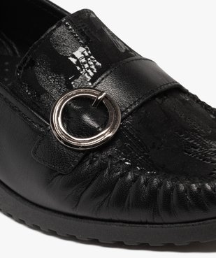 Mocassins femme à talon compensé en cuir et avec boucle fantaisie  vue6 - G'FLEX GEMO FOR GOOD - GEMO