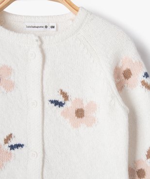Gilet en maille douce et fleurie bébé fille - LuluCastagnette vue3 - LULUCASTAGNETTE - GEMO