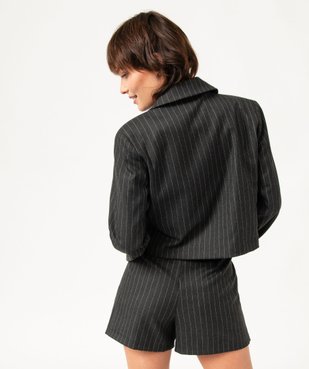 Veste de costume à rayures coupe courte femme vue3 - GEMO(FEMME PAP) - GEMO