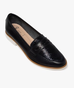 Mocassins femme à talon plat et semelle contrastante vue5 - GEMO (CASUAL) - GEMO
